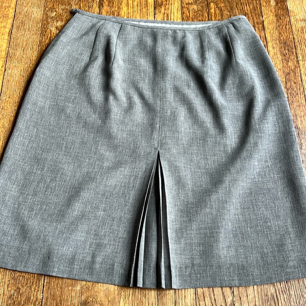 J. Crew tailored skirt kick pleats heather gray crepe 8 - Picture 11 of 12